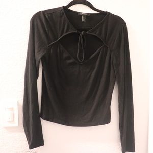 Forever 21 black ribbed long sleeve top
